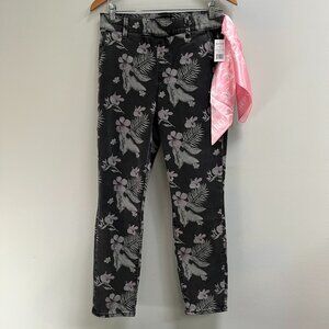 Juicy Couture‎ Floral California Skinny Jean Women's Black Stretch Scarf Size 29